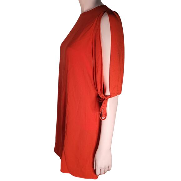 Mossimo Orange Cold Shoulder Dress Sz XS Modest Dopamine Dressing Bright Happy - Picture 2 of 10